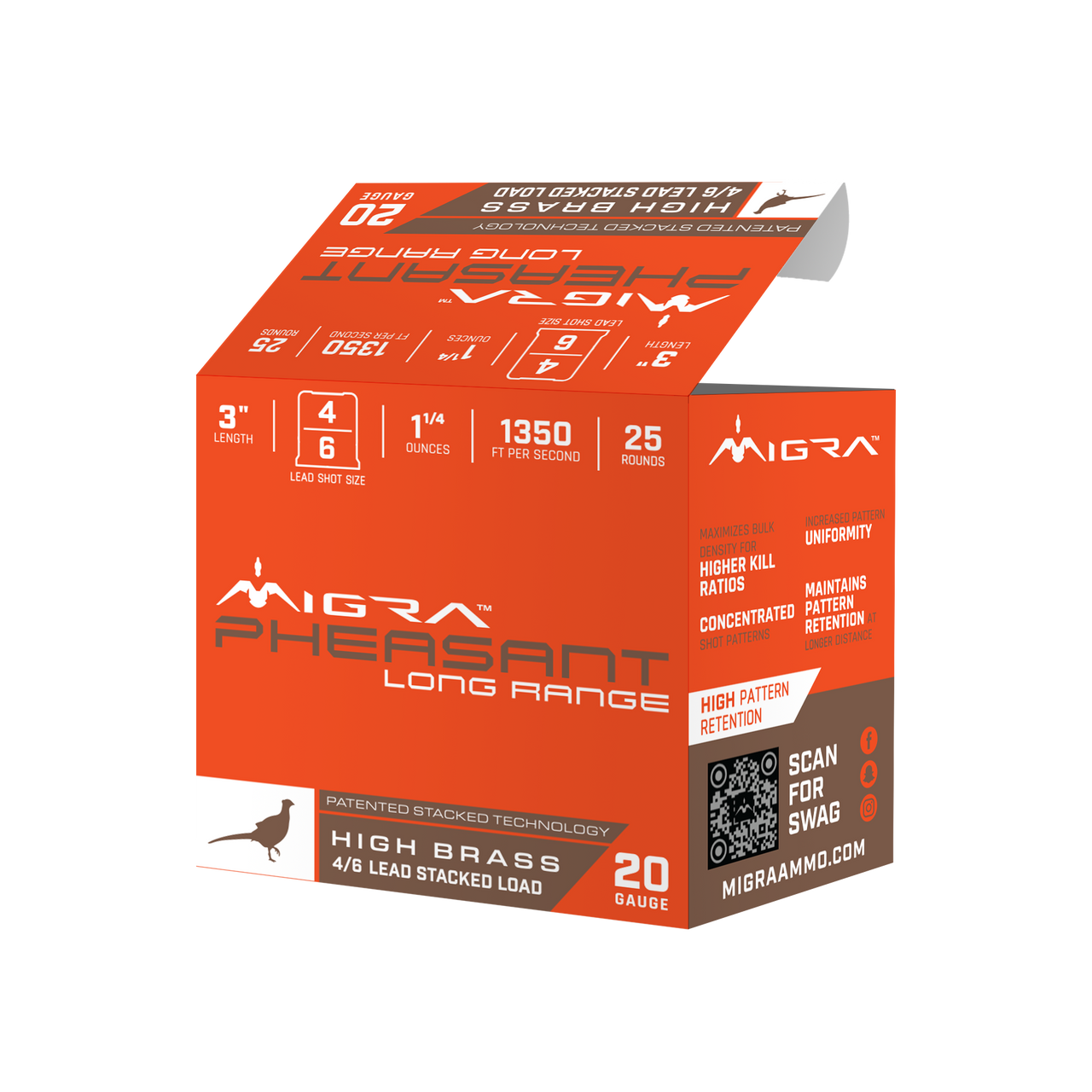 Migra Pheasant Long Range 20 Gauge shotgun shells for upland bird hunting