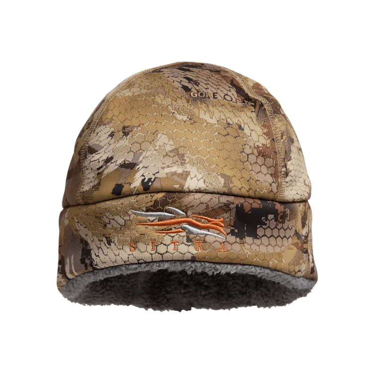 Sitka Jetstream insulated WS beanie in Optifade Marsh pattern, windproof and warm headwear for waterfowl hunting