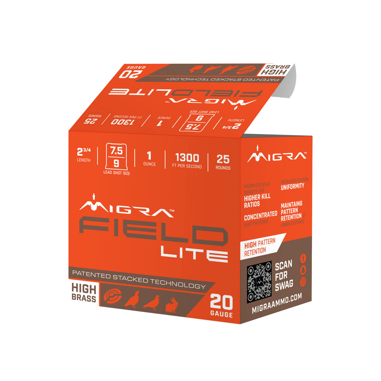 Migra Field Lite 20 Gauge shotgun shells for light upland bird hunting
