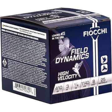 Fiocchi Field Dynamics 410 Gauge Ammo 3" 11/16oz #8 Lead Shot - 410HV8