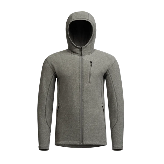 Sitka Snow Gear full zip hooded fleece, war and breathable mid-layer with full zipper for comfort and versatility in cold weather