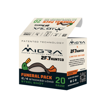 Migra 20 Gauge 3 inch 2F.7 Funeral Pack #2/4s stacked 1oz shotgun shells for bird hunting