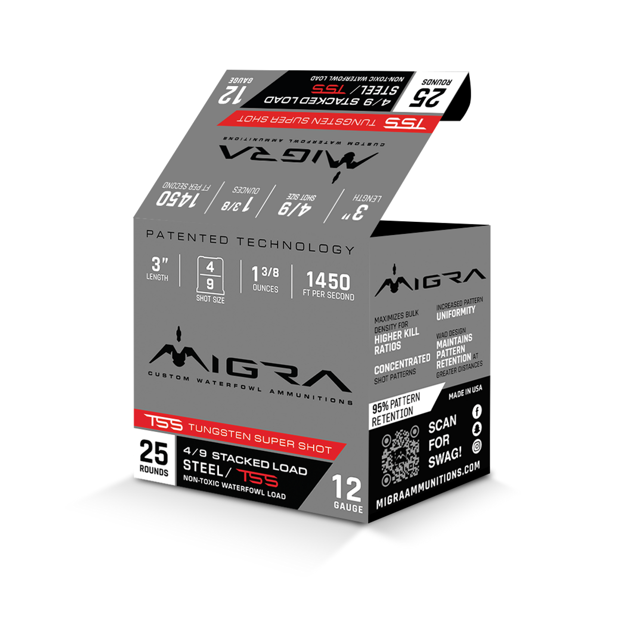 Migra 12 Gauge 3 inch #4/9s Steel Tungsten TSS 1 3/8oz shotgun shells for waterfowl hunting