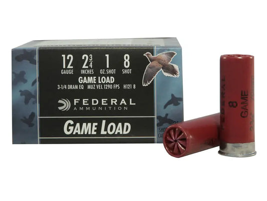 Federal Game Load Shotshell 12 Gauge 2-3/4" 1 oz #8 Shot 25-Round Box