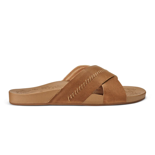 OLUKAI KIPE'A 'OLU WOMEN'S LEATHER SLIDE SANDALS