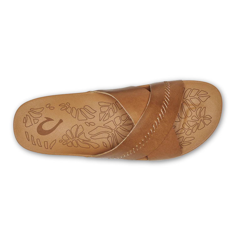 OLUKAI KIPE'A 'OLU WOMEN'S LEATHER SLIDE SANDALS