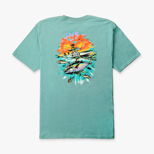 AFTCO MENS SHORT SLEEVE LEADER AQUIFIER HEATHER