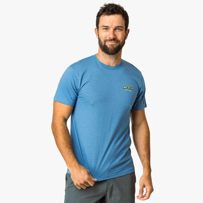 Aftco Greetings Azure Heather SS T-Shirt