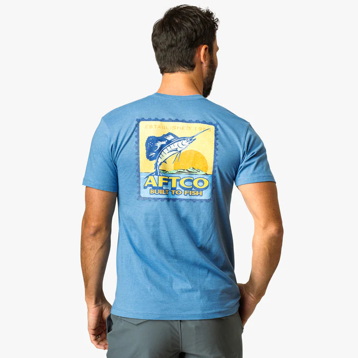 Aftco Greetings Azure Heather SS T-Shirt