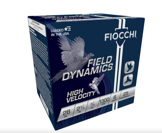 Fiocchi Field Dynamics High Velocity, 28 Gauge, 6 Shot, 2-3/4 in, 3/4 oz, 1300 fps