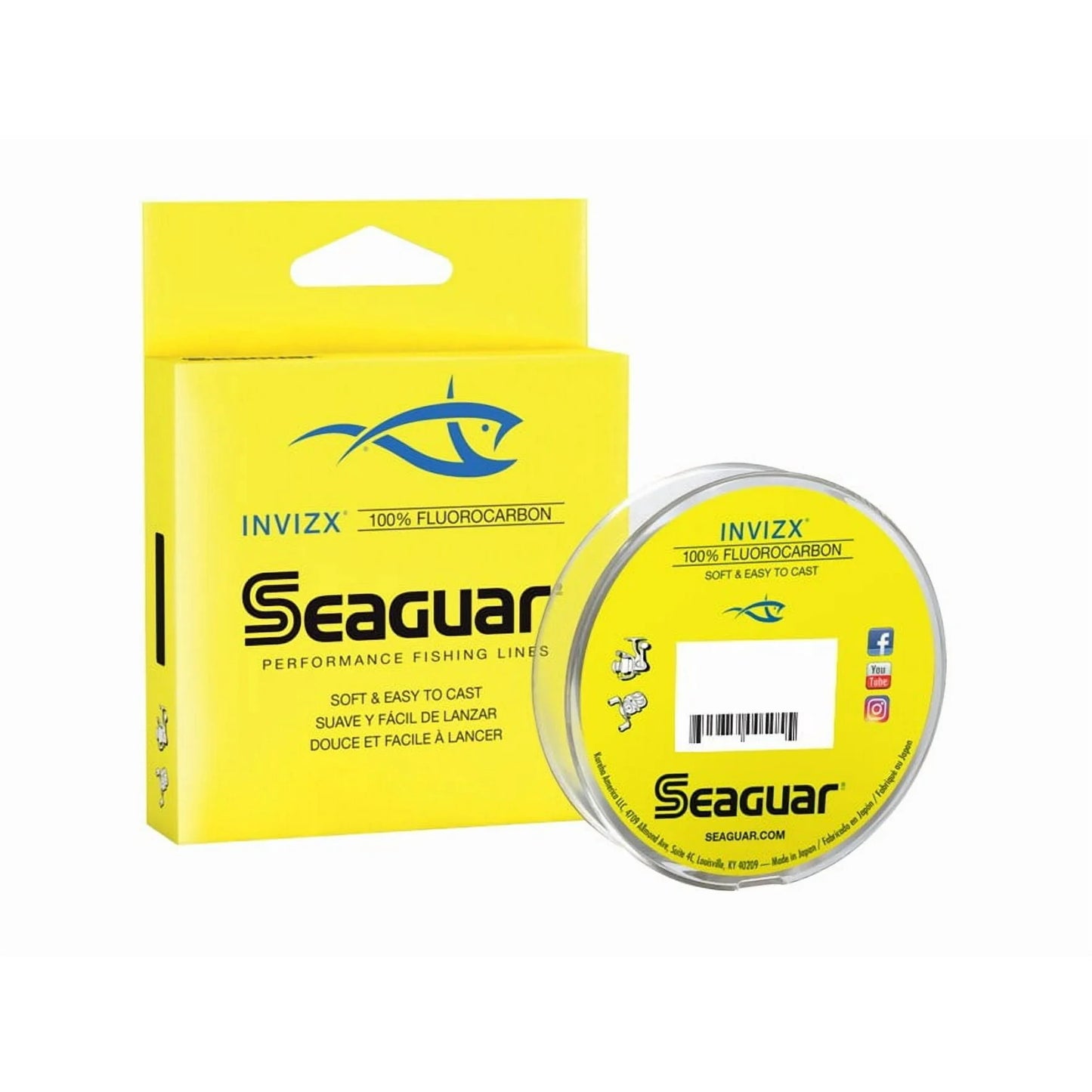 Seaguar InvizX Freshwater 100% Fluorocarbon Fishing Line 10lbs, 600yds Break Strength/Length