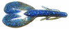 Blue and green crawfish-shaped fishing lure on a white background