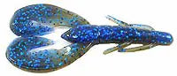 Blue and green crawfish-shaped fishing lure on a white background