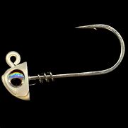 Jig head with a heart-shaped weight on a black background