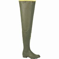 A pair of green LaCrosse Big Chief 32 inch hip boots.